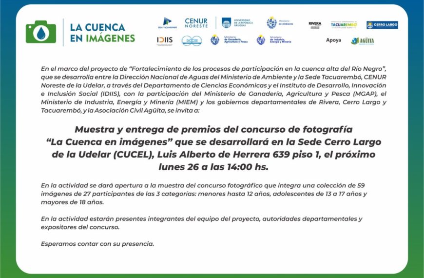 Concurso de Fotografía «La cuenca en imágenes» Muestra y entrega de premios en Cerro Largo