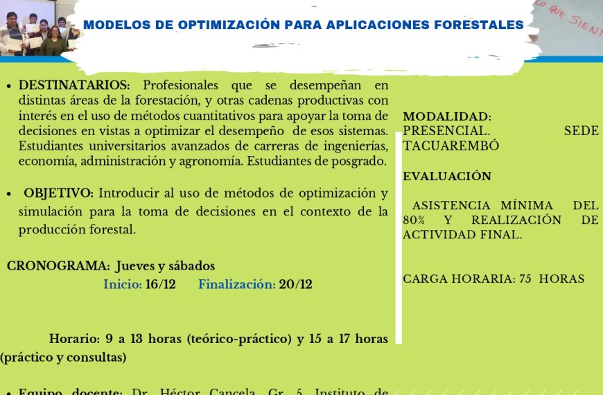 «Modelos de optimización para aplicaciones forestales»